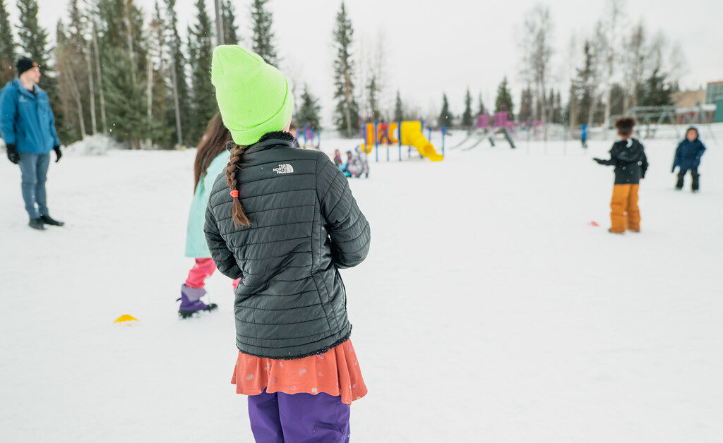 children playing in snow