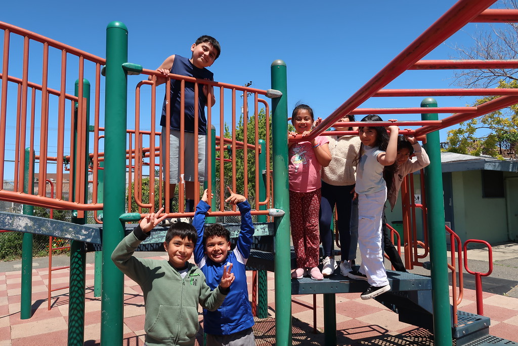 group of students on play structure