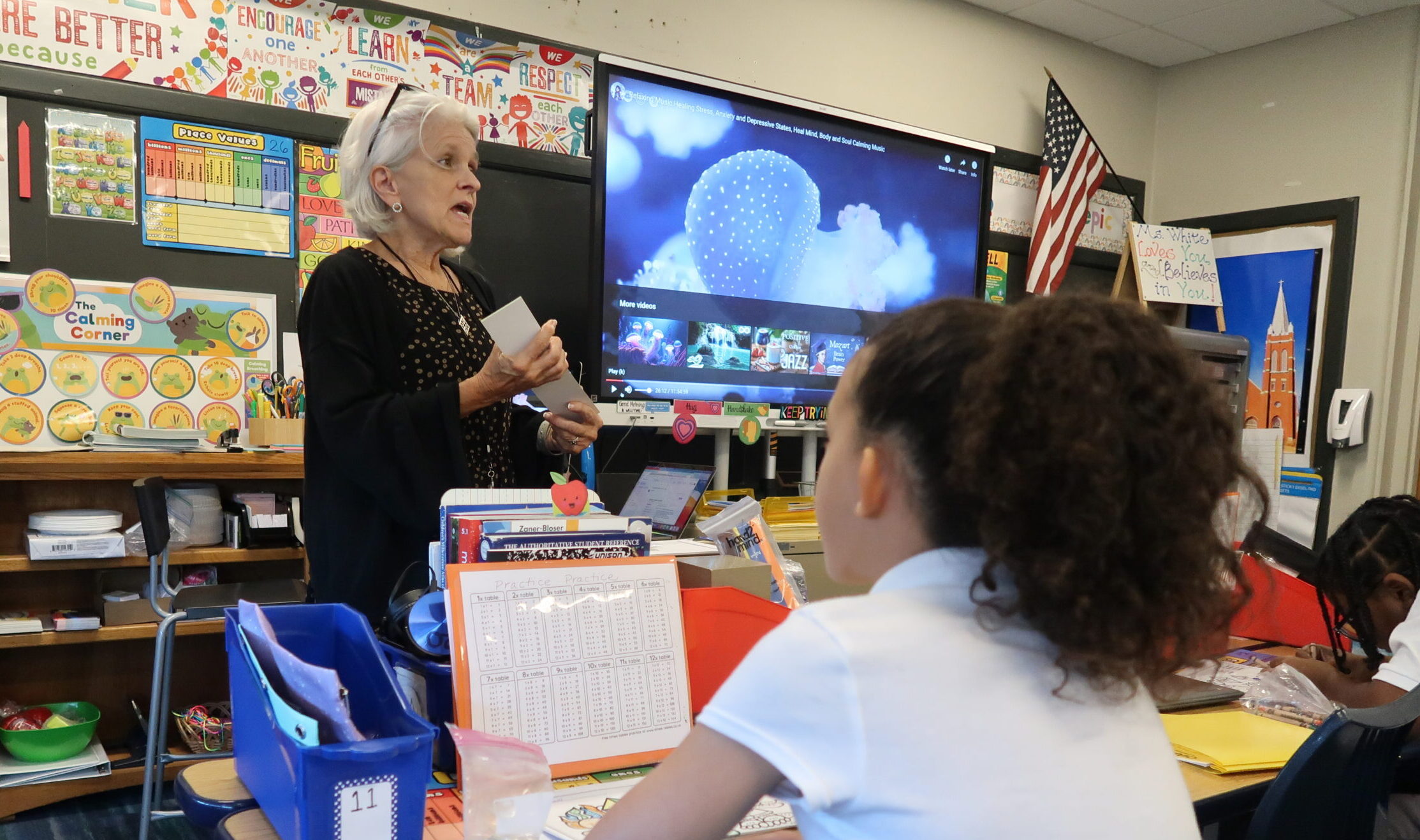 Ms. White teaching in classroom