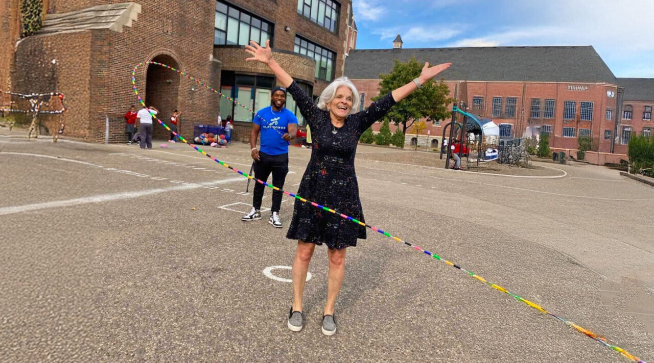 Ms. White playing at recess