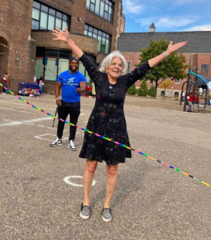 Ms. White playing at recess