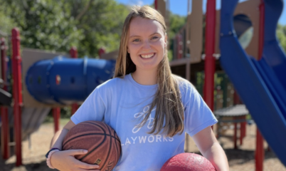 Woman holding playground balls